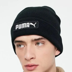 푸마 클래식 빅 로고 겨울 따뜻한 스포츠 아크닐 비니 모자 블랙 남녀공용