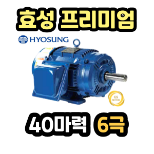 효성모터 40마력 삼상 6극 프리미엄 유도전동기 전폐형모터 30Kw 6P