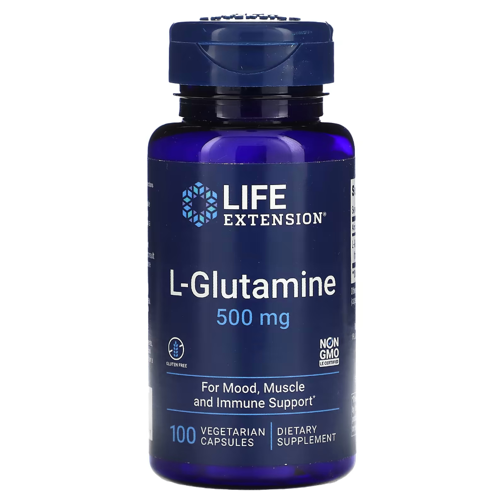 <b>라이프</b>익스텐션 엘글루타민 500mg 100베지캡슐 아미노산 <b>항염</b> 스트레스 만성피로 재생