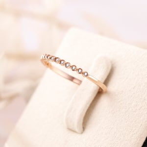 14K 심플 도트 레이스 화이트 큐빅 얇은 약지 열손가락 레이어드 가드링 반지