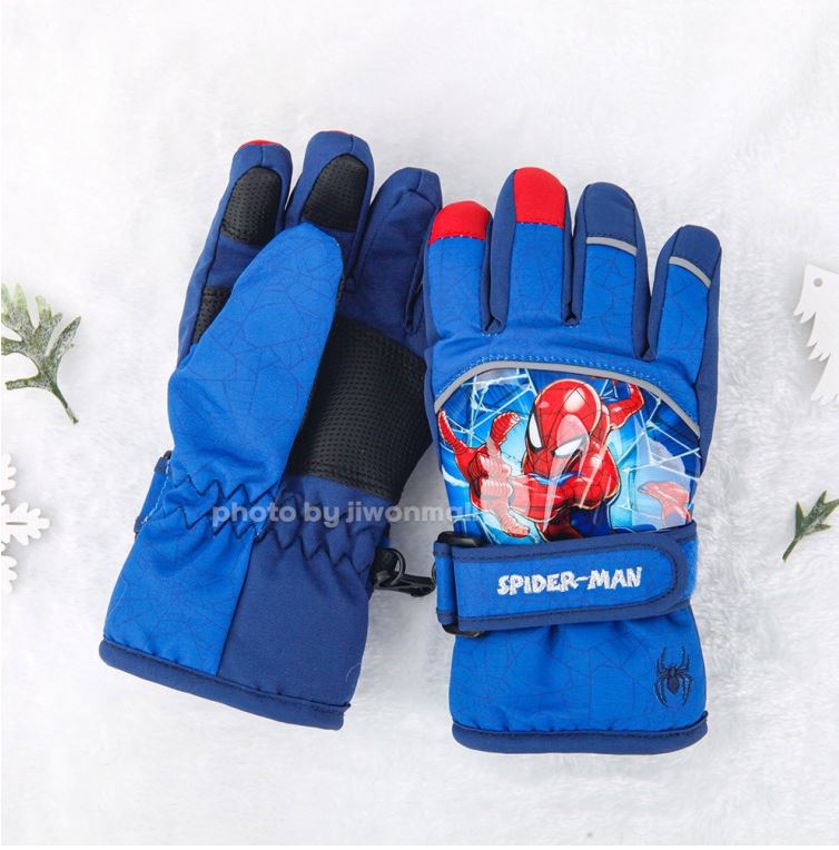 캐짱 키즈방한장갑 스키눈썰매 장갑 손가락오지 캐릭터 아동 유아 여아 스파이더맨 헬로카봇