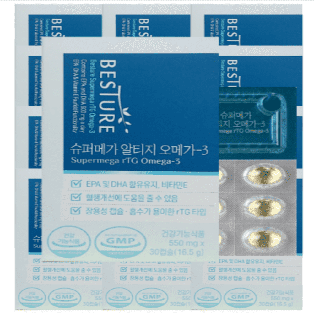 베스처 슈퍼메가 rTG 알티지 <b>오메가3</b> 30캡슐 x12박스
