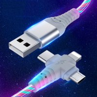 LED C타입 충전 코드 USB 케이블 마이크로 아이폰 샤오미 3 in 1 고속 충전 호환