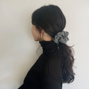 풍성 왕 체크 곱창 밴드 머리 끈 헤어 슈슈 스크런치