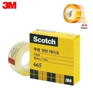 3M 스카치 양면 테이프 리필 665R 18mm x 7.6M 포장 앨범 포스터