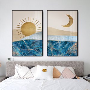 인테리어 낮과 밤 거실 그림 모던 조명 고급 호텔 샘플 룸 벽걸이 태양과 달 현관 액자