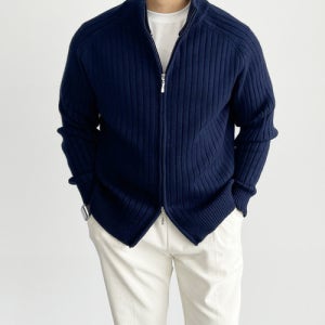 남자니트집업 골지 투웨이니트집업