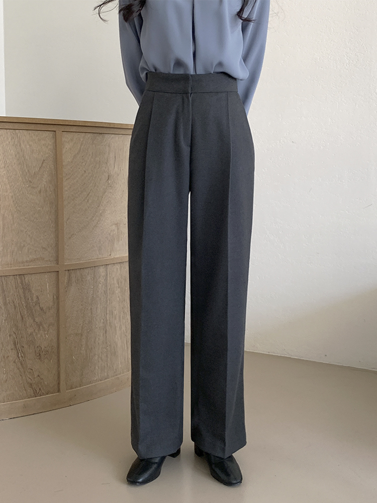 [자체제작/S-XL] <b>프롬</b> 기모 <b>하이</b>웨스트 핀턱 와이드 슬랙스