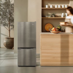 더함 소형 미니 냉장고 원룸 사무실 신혼 냉장고 117L 메탈 실버