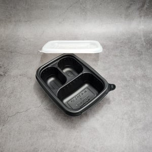 사각반죽용기 3칸 반찬용기 이유식 죽용기 블랙 600세트