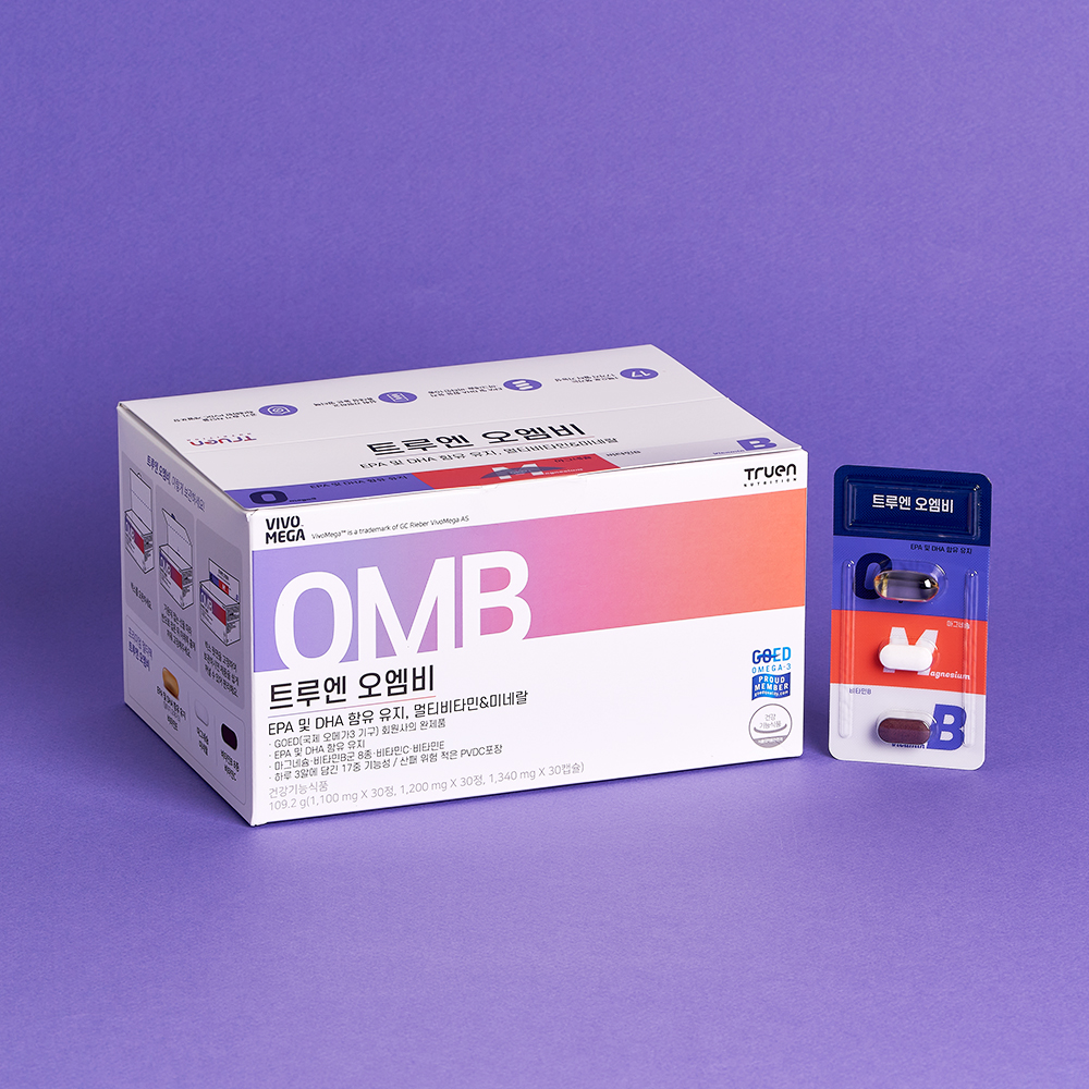 <b>트루엔</b> 오엠비 오마비 알티지RTG <b>오메가3</b> 마그네슘 멀티비타민B 1개월분 90캡슐, 1개