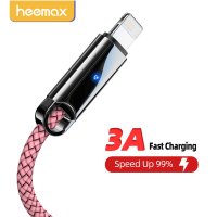 충전 케이블 heemax 3a usb 케이블 for iphone 13 12 11 pro max xs max xr x 8 7 6 plus led 조명 fast charge usb