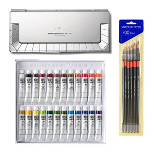 신한 전문가 수채화물감 7.5ml 24색 팔레트 붓 세트