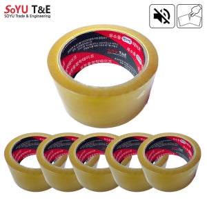 소유 무소음 박스 테이프 조용한 저소음 핸디컷 택배용 48mm x 40M 투명 6개입