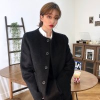 (set) mohair jk 모헤어자켓 머플러세트 라운드넥 노카라 자켓투피스 겨울셋업