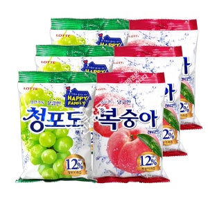 롯데 청포도캔디(153g) 3봉+복숭아캔디(153g) 3봉