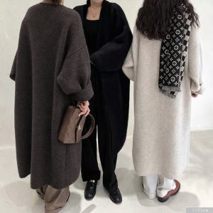 챌린지 도톰 오버핏 로브 니트 롱코트 4col 가을 겨울 가디건 노카라 루즈핏 제이플로우