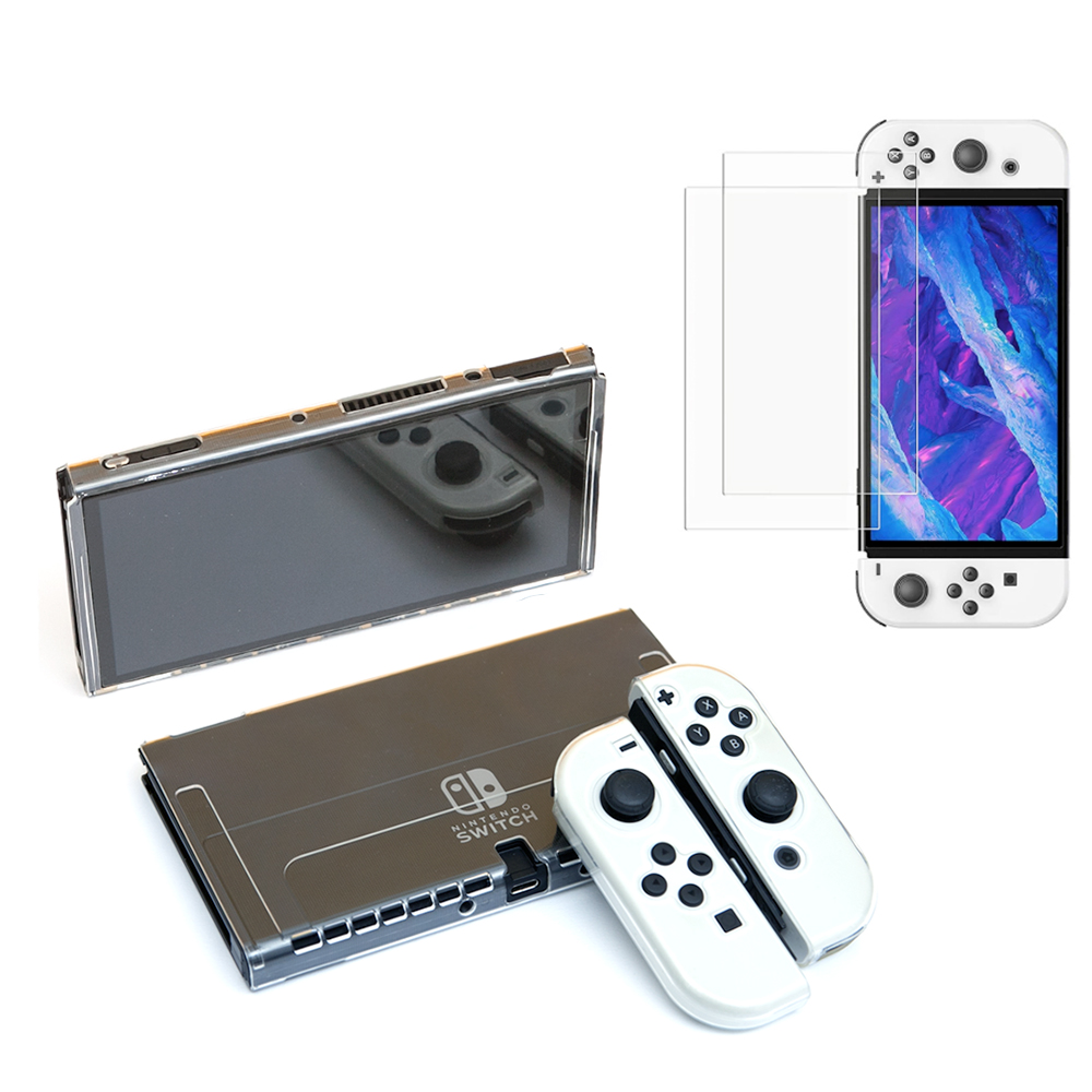 [1+2]닌텐도 스위치 2 OLED 젤리 투명 케이스 TPU 풀커버 9H 강화유리 필름2매세트