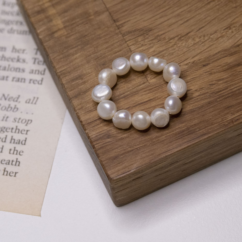 천연 못난이 담수진주반지 납작 진주 레이어드 반지