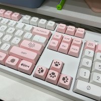 136 키 XDA 프로필 키캡 PBT 염료 하위 귀여운 고양이 테마 핑크 체리 Mx 스위치 GMMK 프로 게임 기계식 키보드