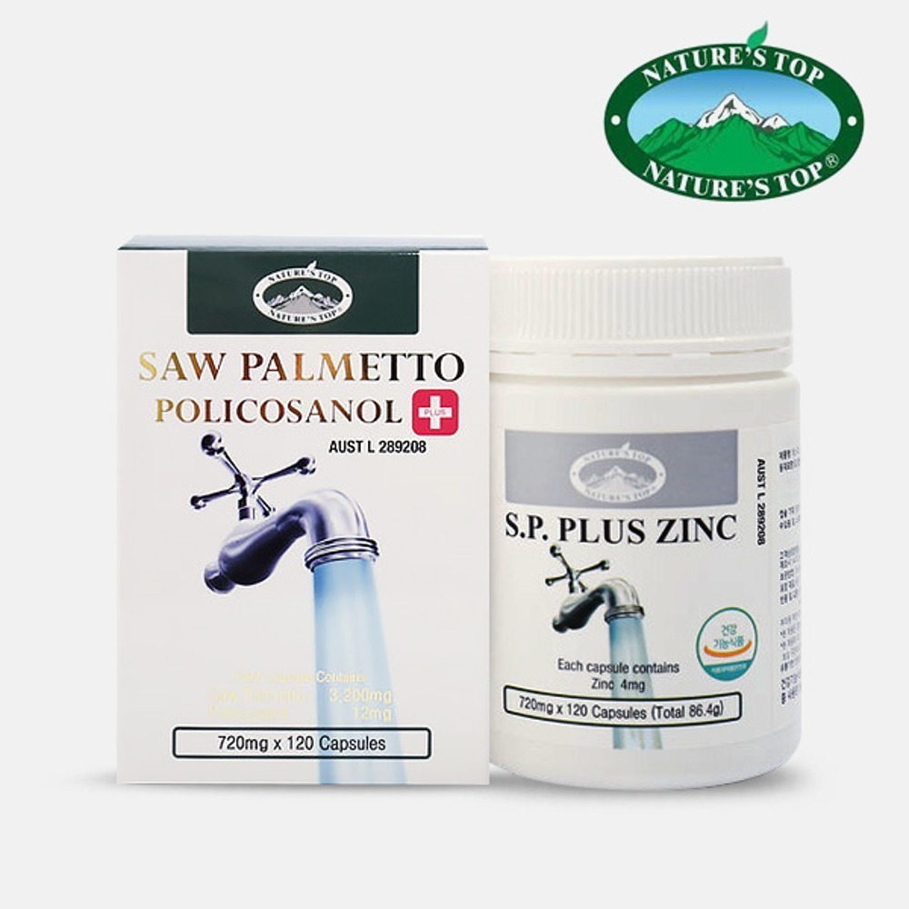 네이쳐스탑 쏘팔메토 <b>아연</b> 활력증진 <b>플러스</b> 720mg 120캡슐 4개월분