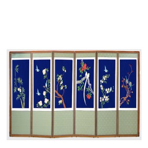 6폭 청색 화조