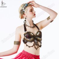 밸리댄스복 벨리복 댄스 레이스 새로운 부족 집시 브래지어 조정 가능한 여성 손 구슬 bellydance 의류 탑 의상 스타일 집시