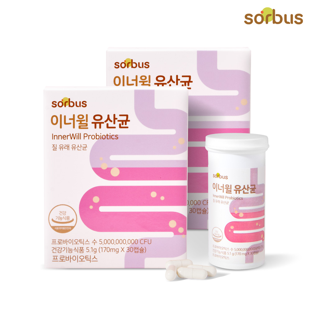 <b>소버스 질</b> 유래 <b>유산균</b> 이너윌 100억 CFU 2개월