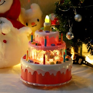 해피플레이 움직이는 멜로디 회전목마 케이크 어린이 장난감 생일 촛불끄기 놀이