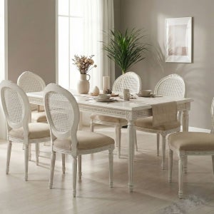 더끌리움 프렌치 엔틱 화이트 다이닝 테이블 6인용 식탁 루이16세 스타일