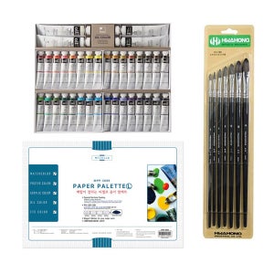 신한 전문가 오일물감 20ml 36색 팔레트 붓 세트