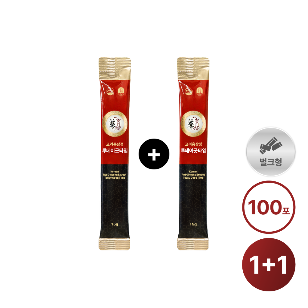 +PNBG 풍년보감 고려홍삼정 <b>투데이굿타임</b> 홍삼스틱 <b>15g</b>, 100포+100포 벌크포장