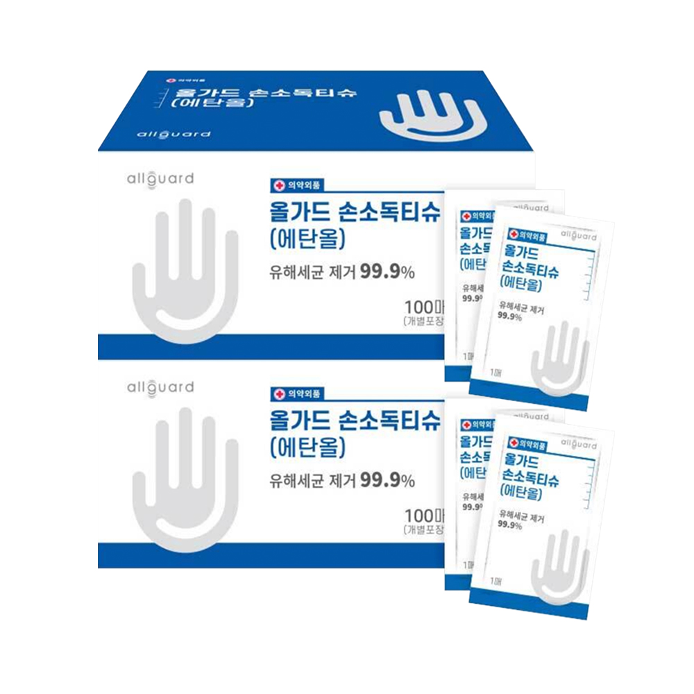 올가드 손소독티슈 개별포장 100매입 (2개)