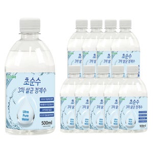 크로바 초순수 3차 살균 정제수 500ml x10 반도체 UV살균 지게차배터리 가습기 증류수 의료용 산업용 가정용