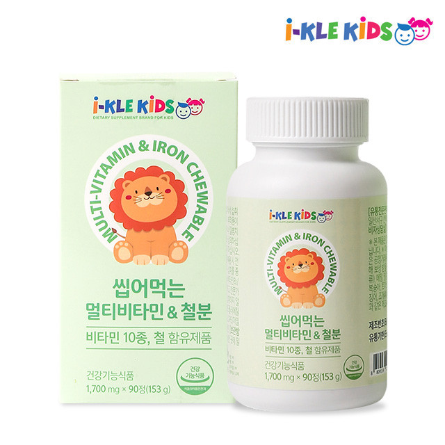 [리뉴얼]아이클kids 씹어먹는 <b>멀티</b>비타민 앤 철분 90정 성장기 어린이 신진대사 촉진 성장발달 씹어먹는 헤모글로빈 헴철 철분많은음식 편식관리 레드<b>마임</b> 빈혈증 철분검사 혈액생성