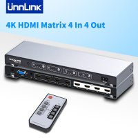 Unnlink-4x4 HDMI 매트릭스 4K 스위치 분배기,RS232 IR 리모터,노트북 컴