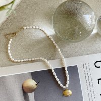 ( 당일배송 ) pearl clam necklace. 진주 조개 목걸이