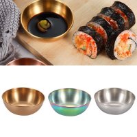 소식 한국도자기 이중스텐 다이어트 미니 공기 Round Stainless Steel Seasoning Dish Hot Pot Dipping Bowl Small Food Sauce