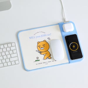 카카오프렌즈 듀얼 무선 충전 게이밍 마우스 패드 데일리 라이언