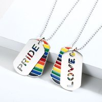 우정 목걸이 팬던트lgbt 더블 레이어 레인보우 러브 펜던트 레즈비언 게이 프라이드