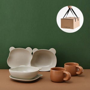 에라토 벌룬테디 홈카페 머그 플레이팅 접시 볼 2인 6P 선물세트