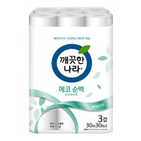 깨끗한나라 에코순백 화장지 30롤x3팩