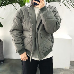 겨울 남녀공용 퀼팅 누빔 후드 항공 점퍼 패딩