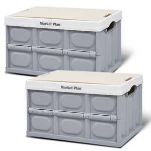 마켓플랜 우드상판 폴딩박스 56L 2P