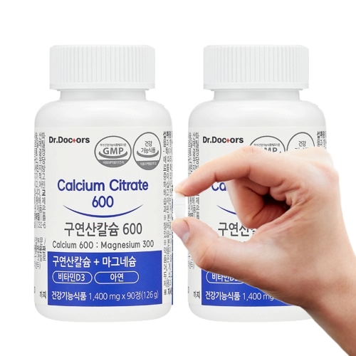 <b>닥터닥터스</b> 구연산칼슘 600 칼마아디 2병 칼슘 마그네슘