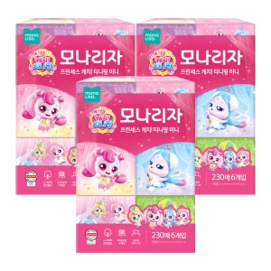 모나리자 캐치티니핑 (230매x6개입) x 3팩 각티슈 1/2 미니티슈 휴지