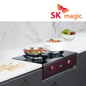 2구 일반 스탠드식 원터치 과열방지 가스레인지 퍼플와인