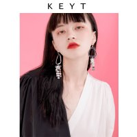 롱스틱귀걸이 KEYT 기하학무니 소형 원판 금속 편 38351711N2195917361