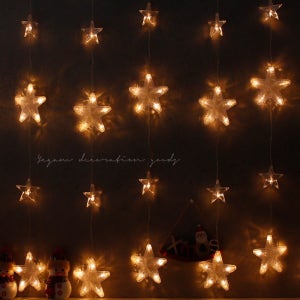 LED 136P 별 커튼 전구 웜 크리스마스 트리 조명 장식