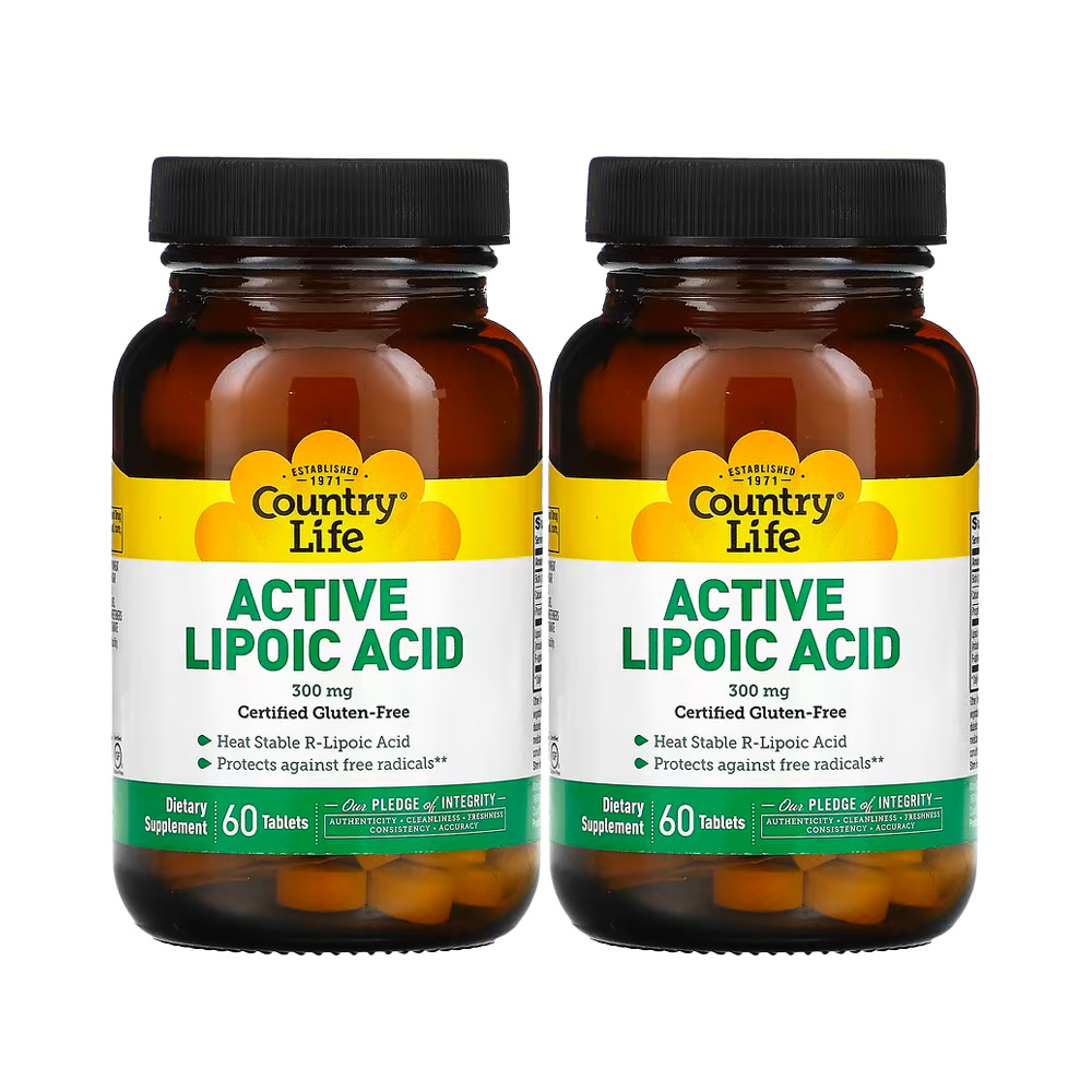 컨츄리 라이프 활성형 <b>액티브</b> 알파<b>리포산</b> 알<b>리포산 300mg</b> 60정 2팩